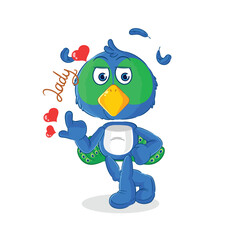 peacock flirting illustration. character vector