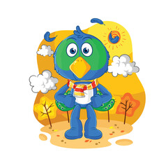 peacock in the autumn. cartoon mascot vector