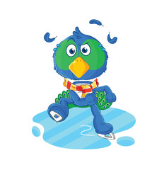 peacock ice skiing cartoon. character mascot vector
