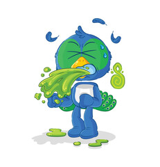 peacock throw up cartoon. cartoon mascot vector
