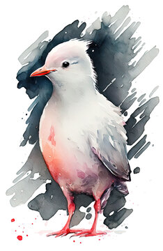 a watercolor paint of a kagu