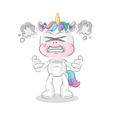 unicorn very angry mascot. cartoon vector