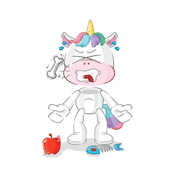 unicorn burp mascot. cartoon vector
