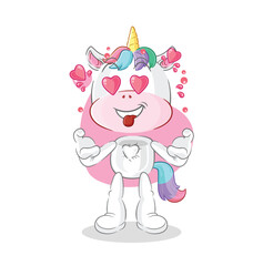 Obraz na płótnie Canvas unicorn fallin love vector. cartoon character