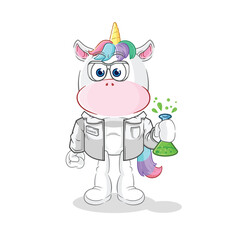Obraz na płótnie Canvas unicorn scientist character. cartoon mascot vector