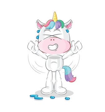 unicorn stretching character. cartoon mascot vector