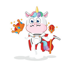 unicorn king vector. cartoon character