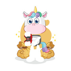 Obraz na płótnie Canvas unicorn propose with ring. cartoon mascot vector