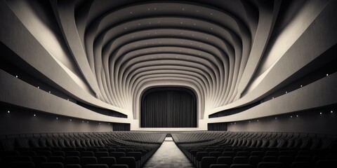 Empty Theater Chairs, interior of a Congress Palace, auditorium, GENERATIVE AI