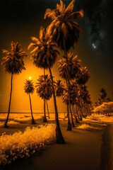 Obraz na płótnie Canvas group of palm trees sitting on top of a sandy beach