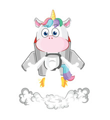 unicorn with jetpack mascot. cartoon vector