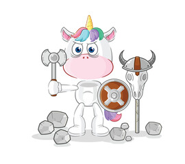unicorn viking with an ax illustration. character vector