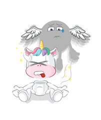 unicorn spirit leaves the body mascot. cartoon vector