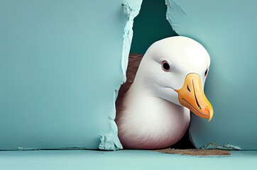 Albatross Light Background With Blank Space Looking Ahead Generative AI