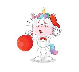 unicorn pantomime blowing balloon. cartoon mascot vector