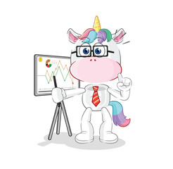 unicorn marketing character. cartoon mascot vector
