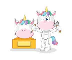 unicorn sculptor character. cartoon mascot vector