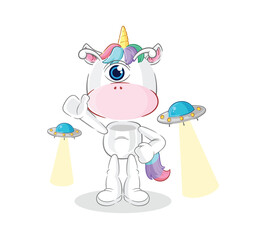 Obraz na płótnie Canvas unicorn alien cartoon mascot vector