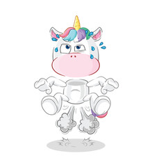 unicorn fart jumping illustration. character vector