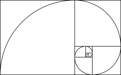 Golden ratio template on transparent background. Composition spiral guideline illustration
