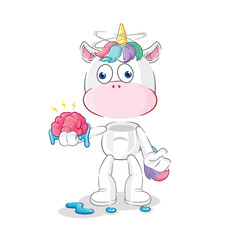 unicorn no brain vector. cartoon character