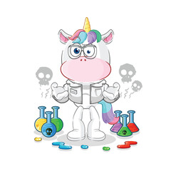unicorn mad scientist illustration. character vector