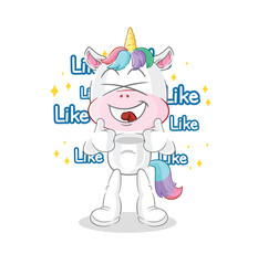 unicorn give lots of likes. cartoon vector