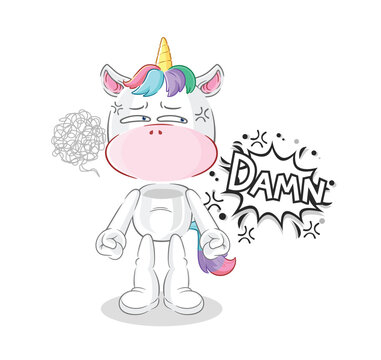 unicorn very pissed off illustration. character vector