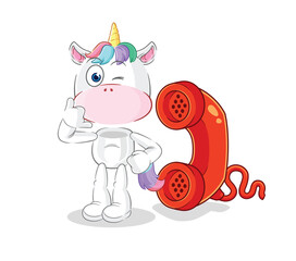 unicorn call mascot. cartoon vector