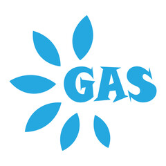 Word GAS with blue flames on white background