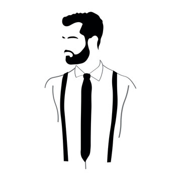 Drawn stylish gentleman on white background