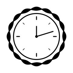 Drawn wall clock on white background