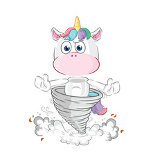 unicorn in the tornado cartoon character vector