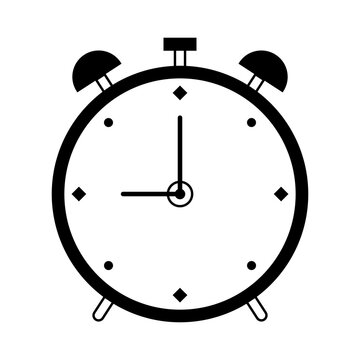 Drawn alarm clock on white background