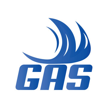 Word GAS With Blue Flames On White Background