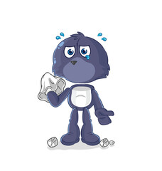 seal cry with a tissue. cartoon mascot vector