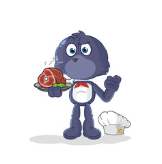 seal chef with meat mascot. cartoon vector