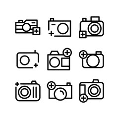 camera add icon or logo isolated sign symbol vector illustration - high quality black style vector icons

