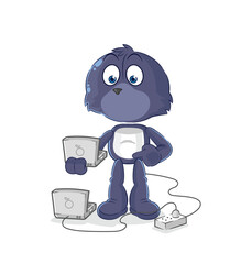 seal with laptop mascot. cartoon vector