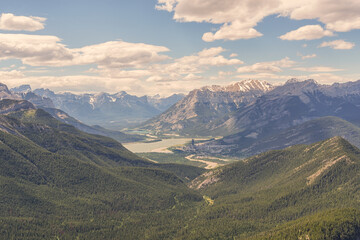 Fototapeta na wymiar View down a valley in the Rocky Mountains.