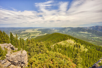 View of the foothills and prairies from the top of Yates Mountain