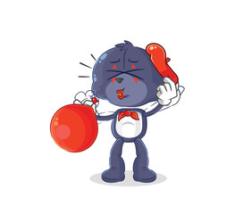 seal pantomime blowing balloon. cartoon mascot vector