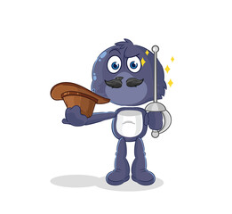 seal fencer character. cartoon mascot vector
