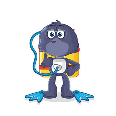 seal diver cartoon. cartoon mascot vector