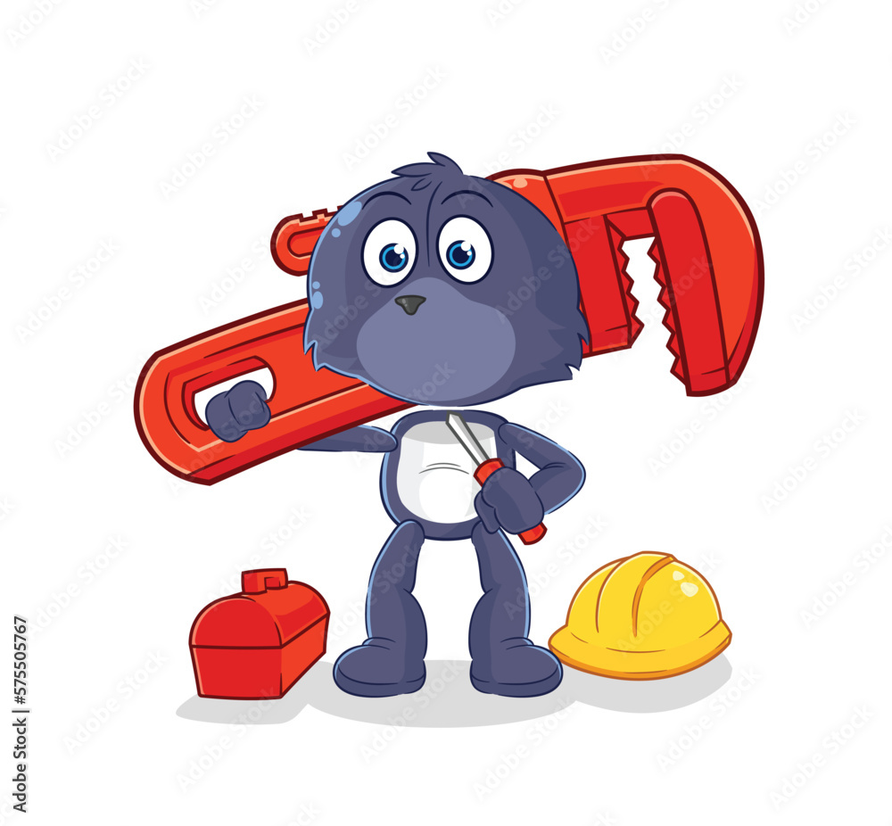 Wall mural seal plumber cartoon. cartoon mascot vector