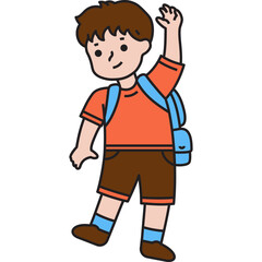 boy greeting filled outline illustration for decoration, website, web, presentation, printing, banner, logo, poster design, etc.