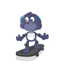 seal riding skateboard cartoon character vector