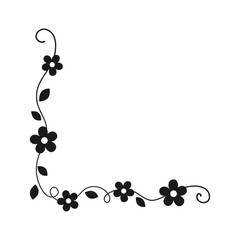 Spring floral corner borders. Flower page decoration doodle vector illustration.