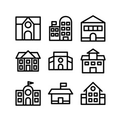 school building icon or logo isolated sign symbol vector illustration - high quality black style vector icons 