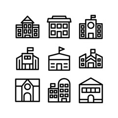 school building icon or logo isolated sign symbol vector illustration - high quality black style vector icons 